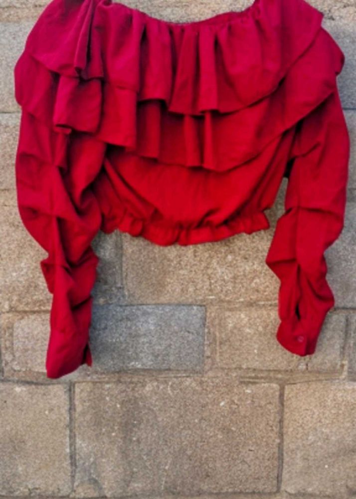 Red Ruffle Off-Shoulder Top