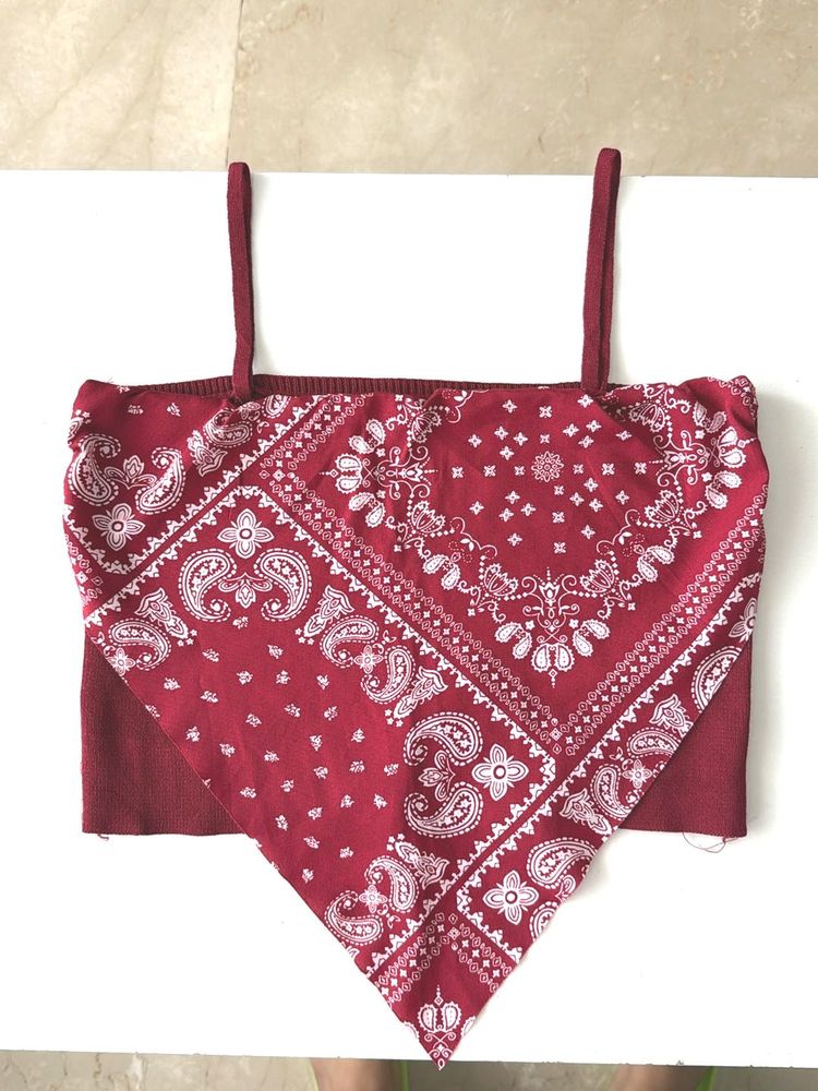 Red Bandana Crop Top