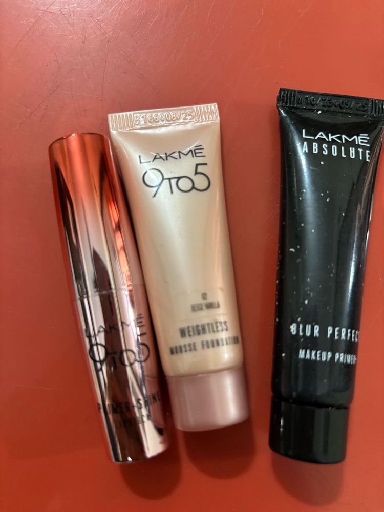 Combo Of Lakme Lipstick,foundation,primer