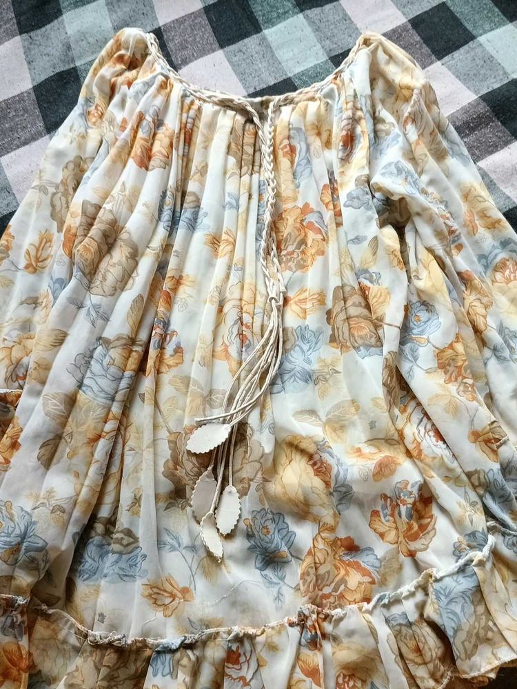 Floral Sheer Peasant Top