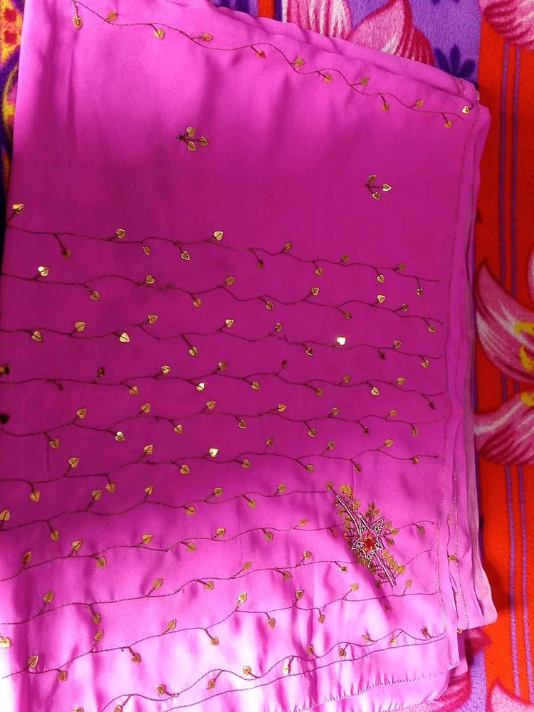 Pink Sequence Work Saree