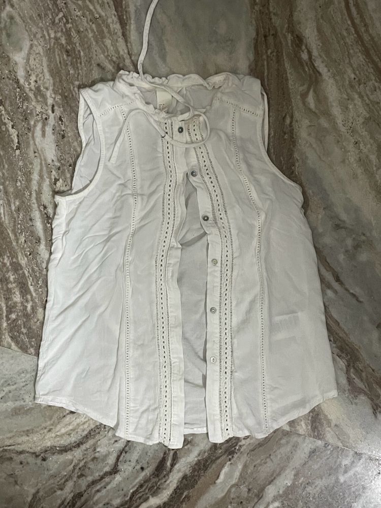 HnM Pristine White Sleeveless Shirt