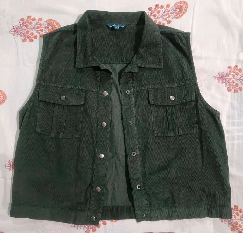 Offer For limited Time Dark Olive Half Jacket Ajio