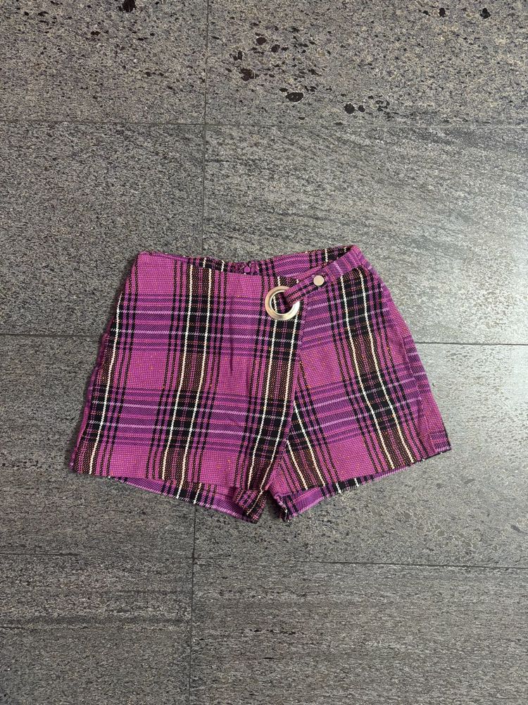 Y2K Vintage Purple Plaid Skorts