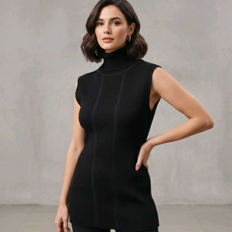 Sleeveless Turtleneck Top