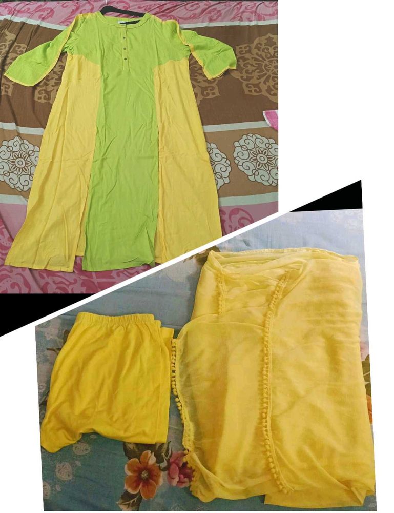 Color Block Dress - Lime &amp; Yellow