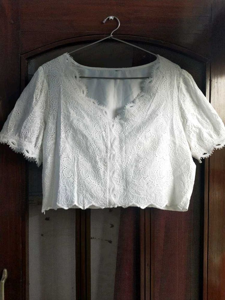 White Flower Crop Top