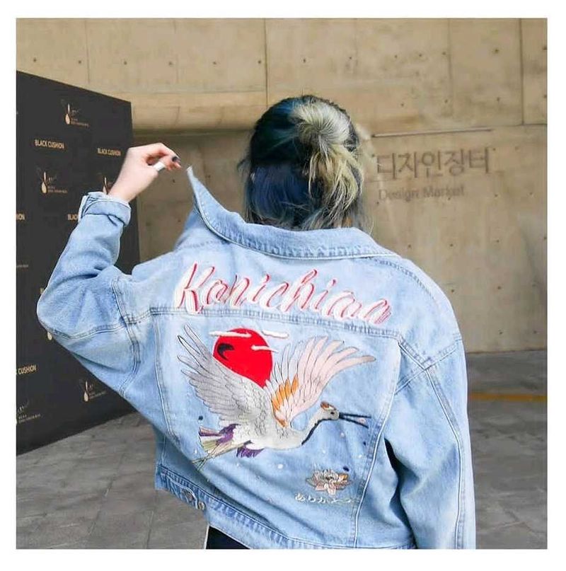 Japanese inspired Embroidered Denim Jacket