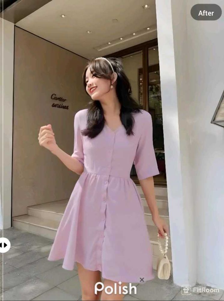 New With Tag Korean Lavander Cute Midi Dress