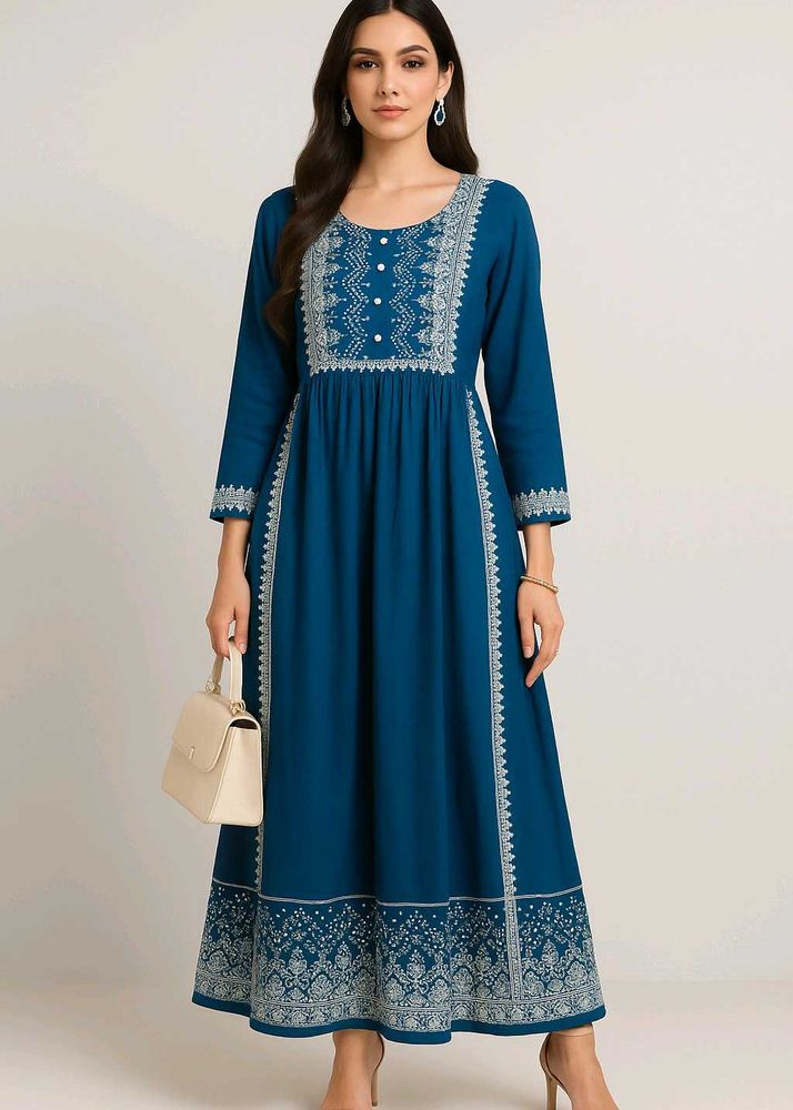 Elegant Long Nyra Frock Booti Jaal Design