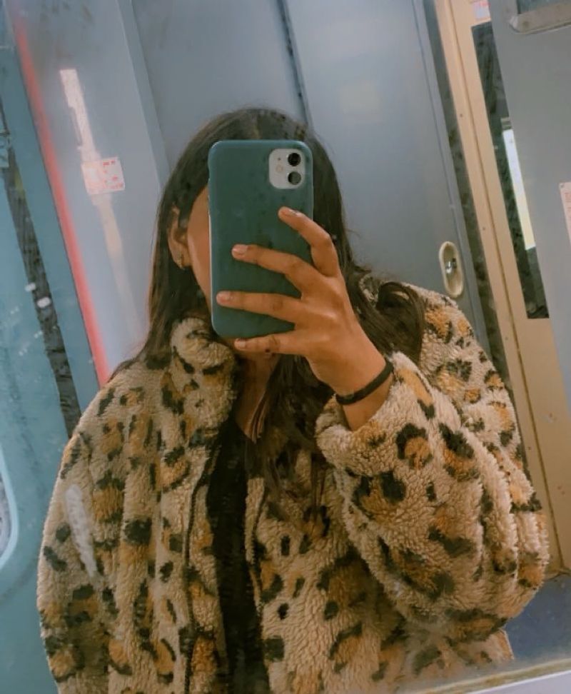 Animal Print Fur Zip Jacket.