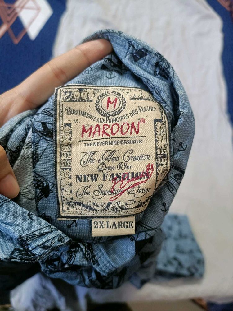 Maroon Branded Printed Shirt