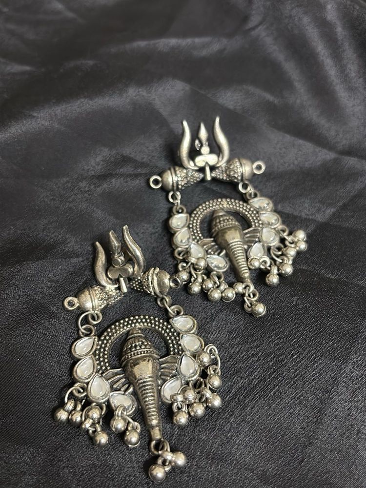 Ganesha Silver Earrings