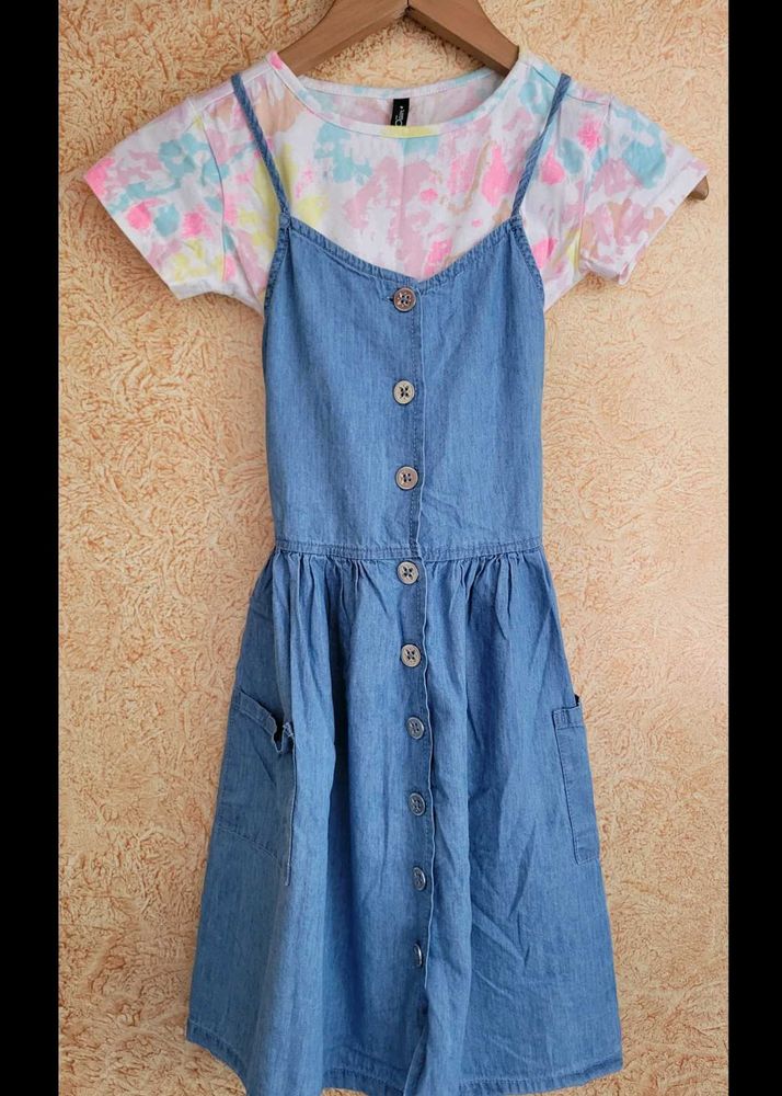 Cute Denim Dress with Tee