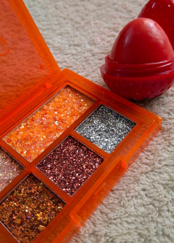 Combo Of Glitter Palette And Lipbalm
