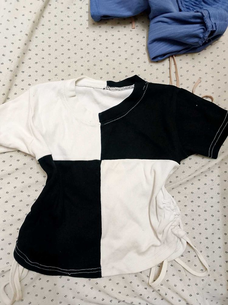 Black &amp; White Patchwork Tee