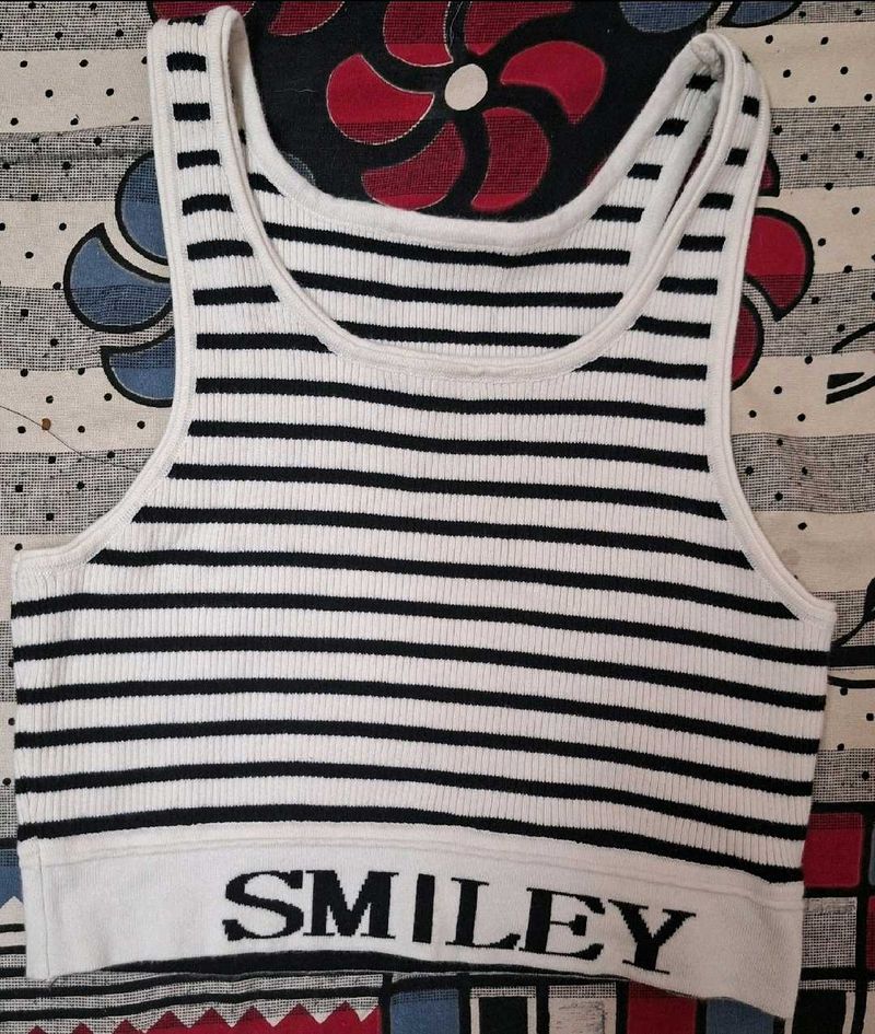 Cute White And Black Tank Top