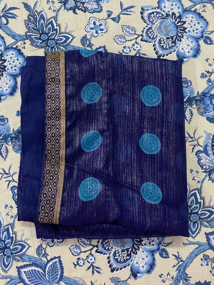 Stylish Dark Blue Saree 💙