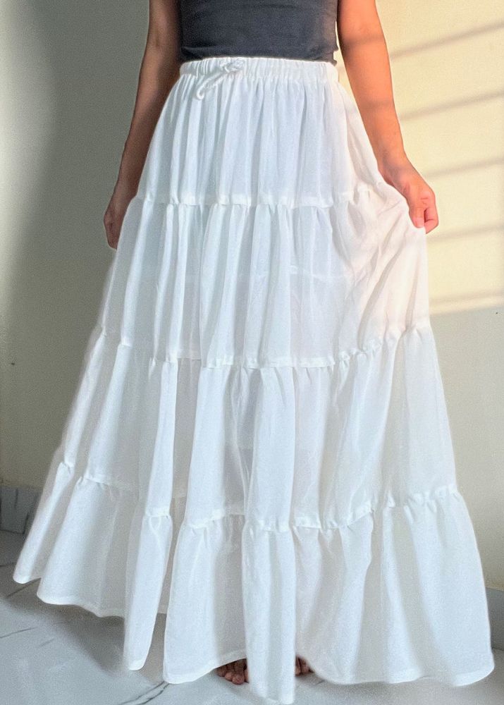 Proper White Tiered Maxi Skirt🤍