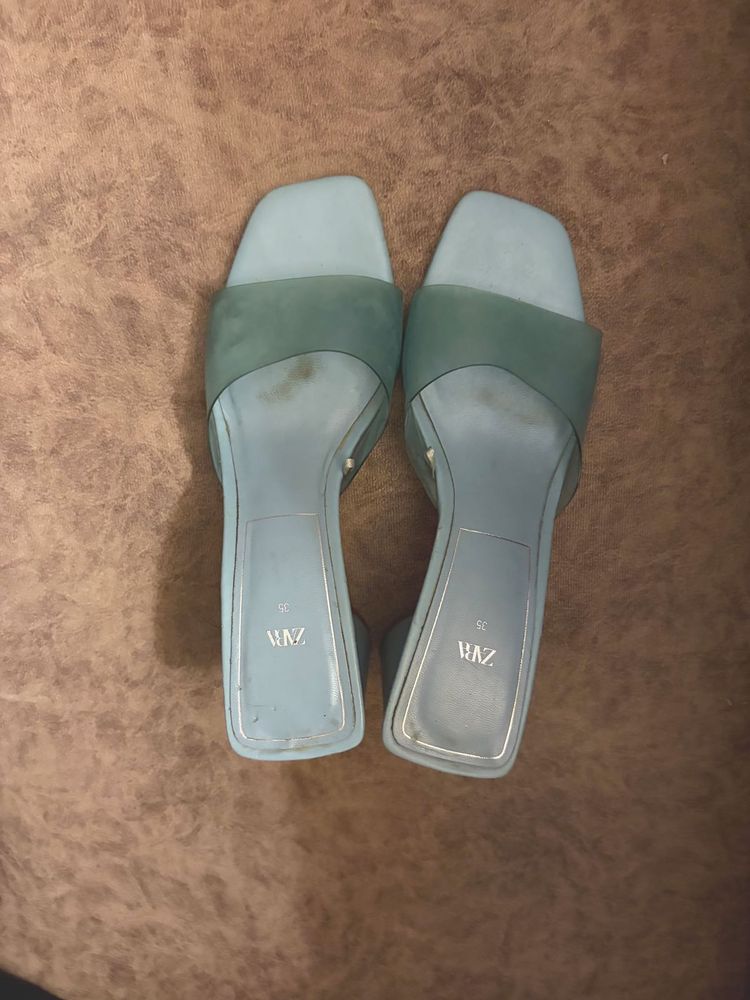 Zara Blue Heeled Sandals