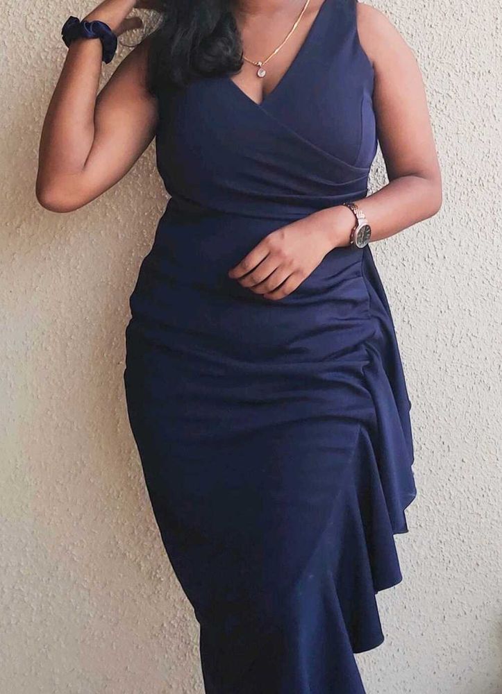 Navy Blue Ruffle Dress