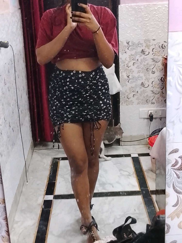 Floral Print Mini Skirt