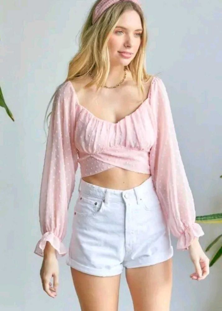 Pink Sheer Crop Top