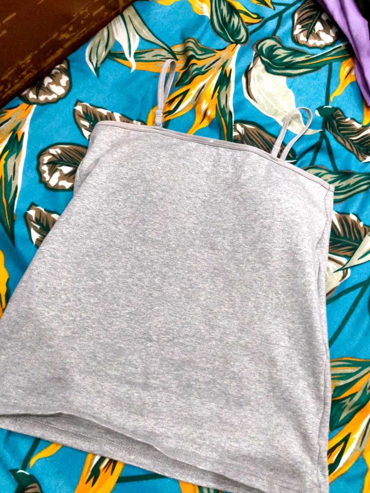 Grey Camisole With Attached Bra