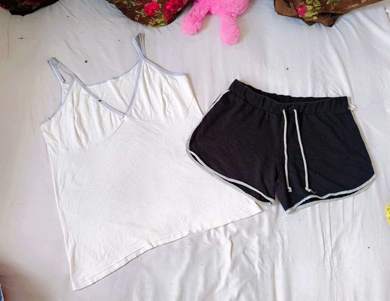Cute Ribbed Cami  &amp; Shorts Set