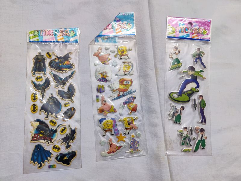Ben 10 Batman And Sponge Bob Stickers Combo