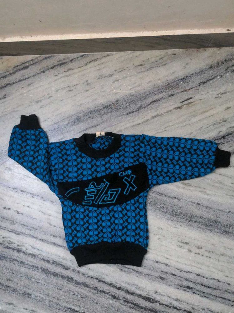Cute Kids Blue Patterned Sweater