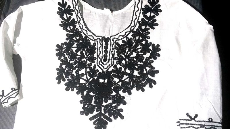 Elegant White Embroidered Short Kurta Chikankari K