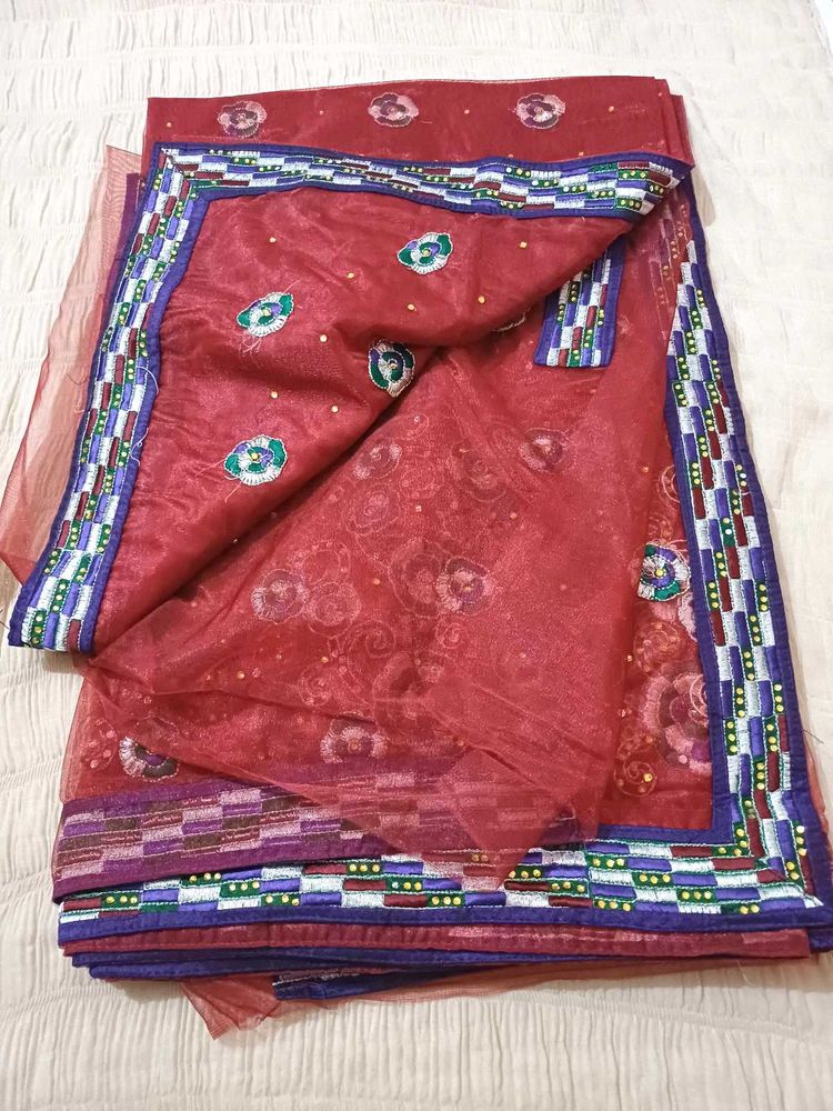 💥🆕️ Bridal Maroon Net Saree