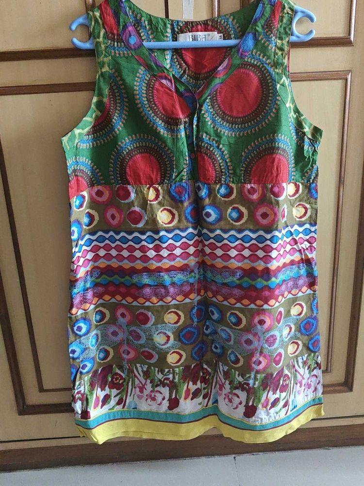 Printed Sleeveless kurti Biba