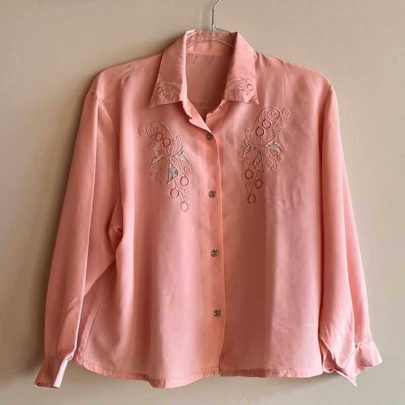 Vintage Peach Embroidered Blouse
