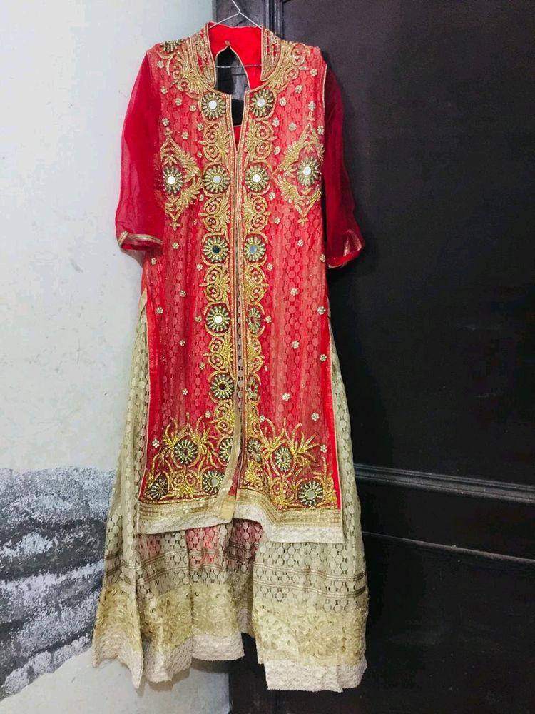Red &amp; Gold Embellished Dress