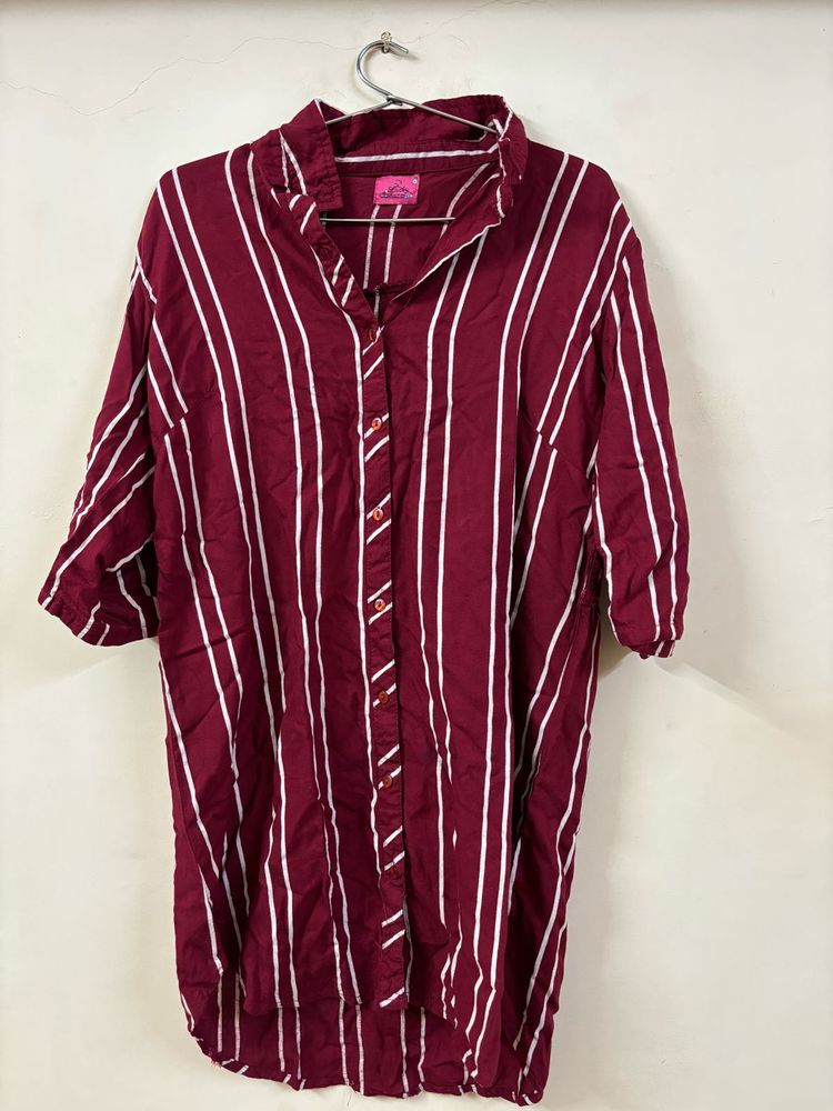 Maroon Striped Tunic Top