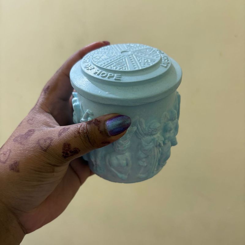 Handmade Concrete Jar| Light Blue Decorative Box