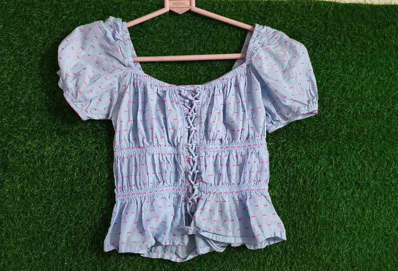 Cute light Blue Crop Top