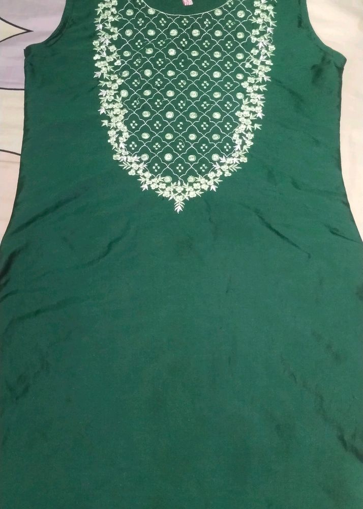 Bottle Green Silk Kurti