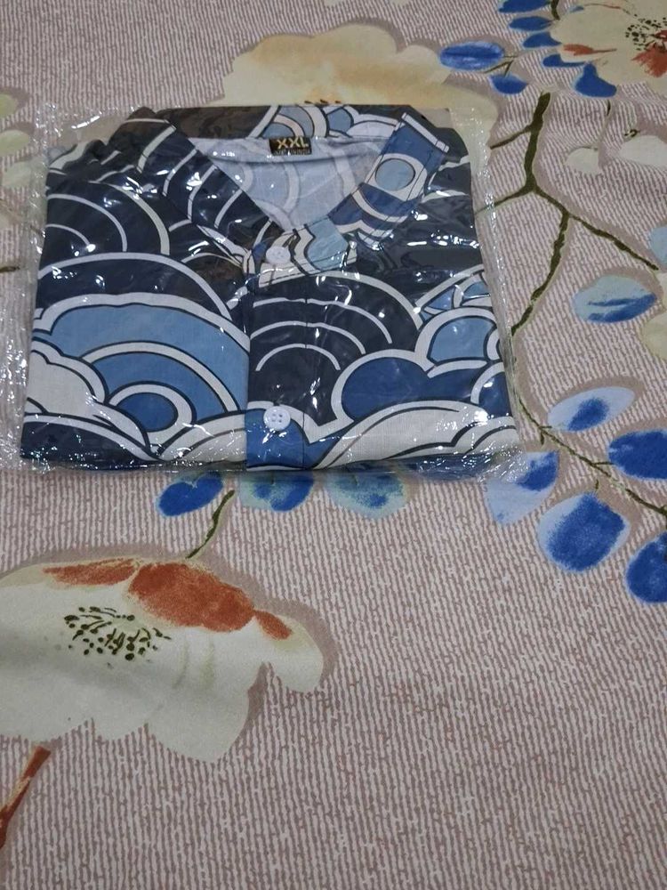 Blue Wave Print Shirt XXL B1 G1FOR 399 TODAY