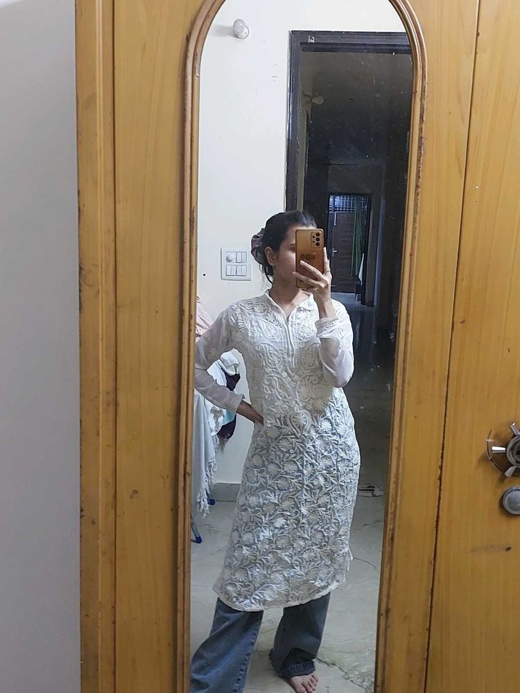 White Chikankari Kurti