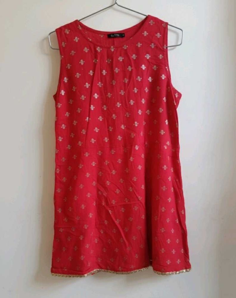 Red Embellished Kurta