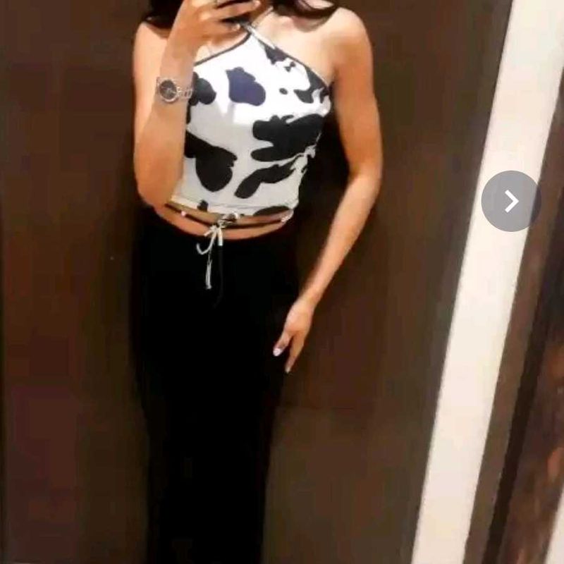 Cow Print Halter Neck Top