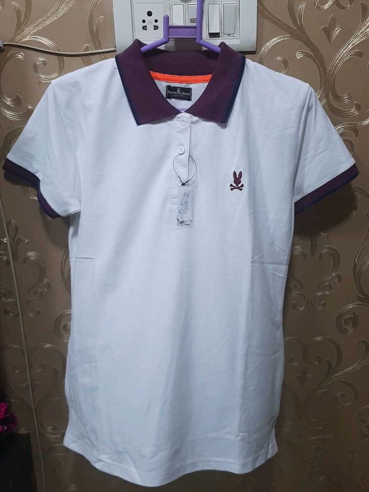 Stylish White Polo T-Shirt