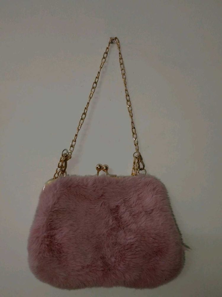Pink Fuzzy Kisslock Bag