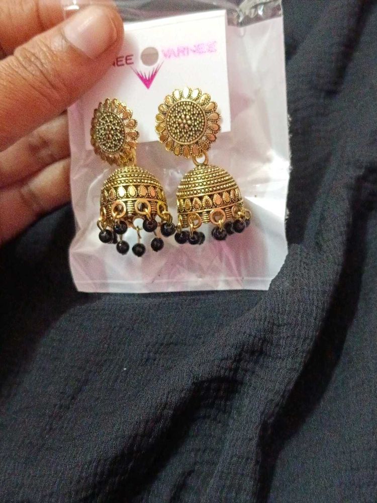 Golden Jhumka Earrings