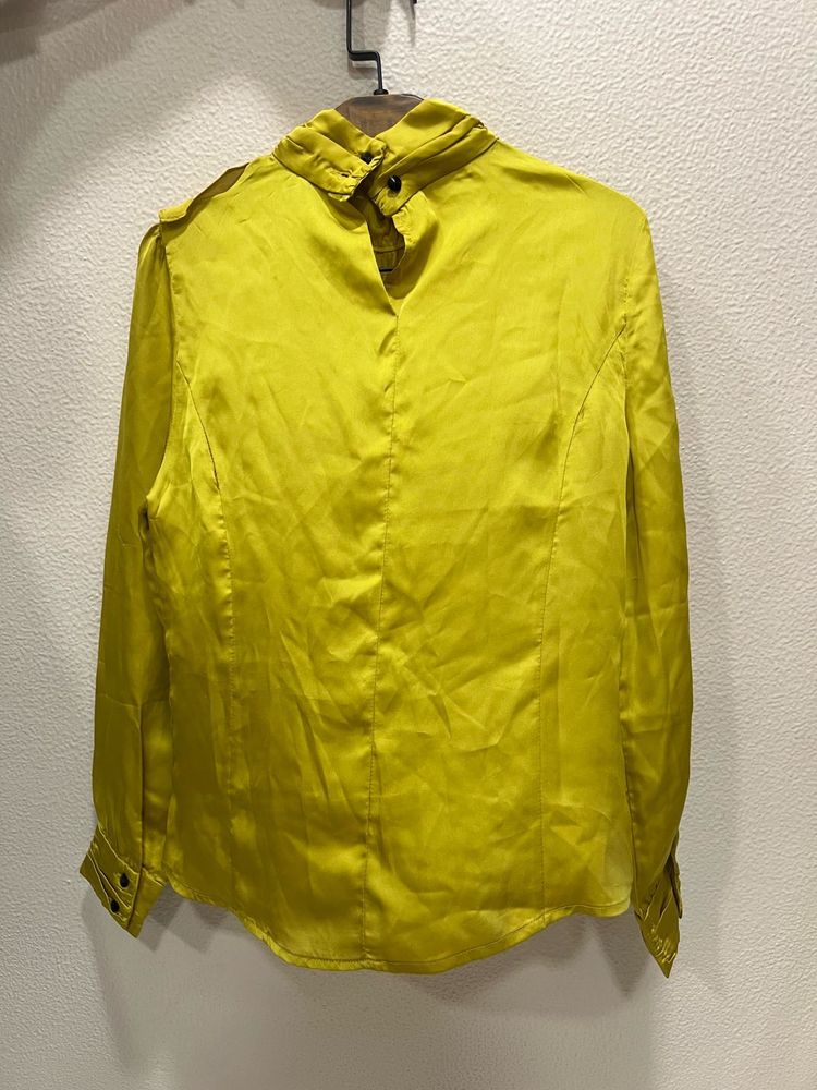 Yellow High Neck Long Sleeve Blouse