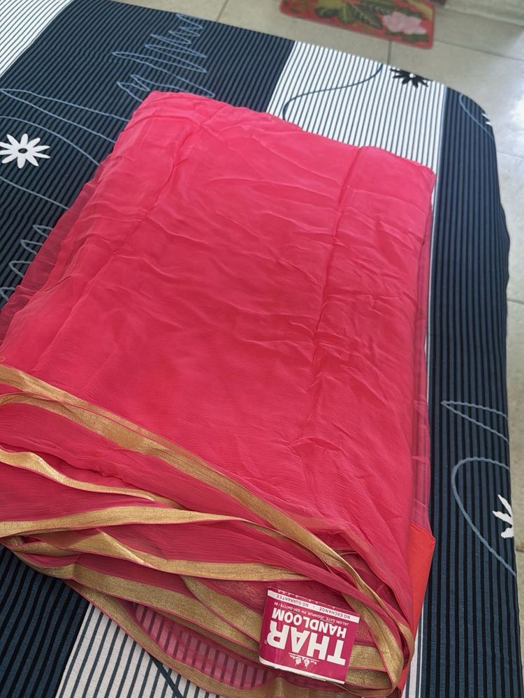 Elegant Pink Chiffon Saree