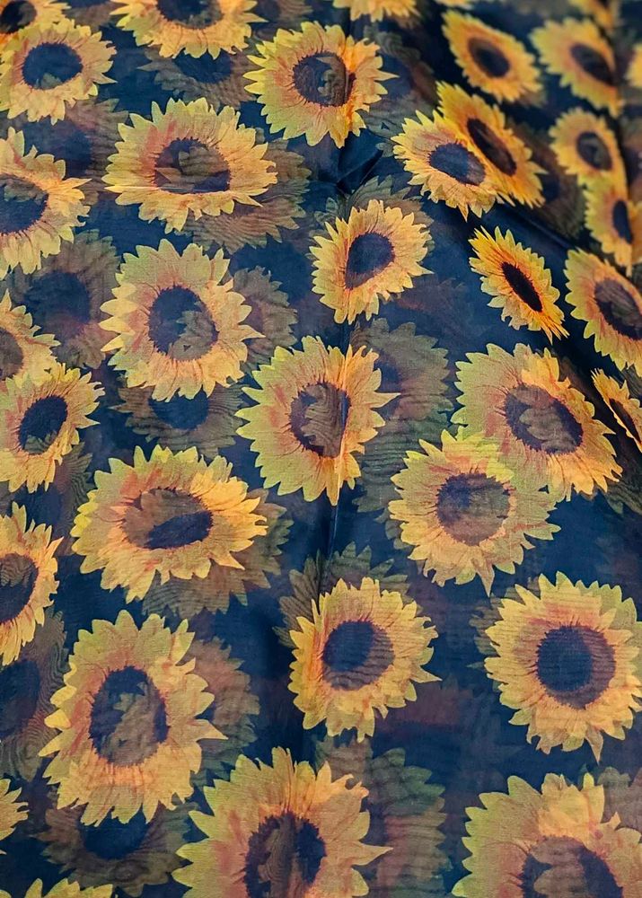Sunflower Print Organza Saree